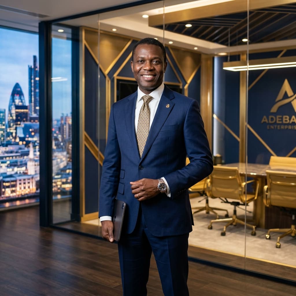 Confident Black African founder executive presenting to boardroom