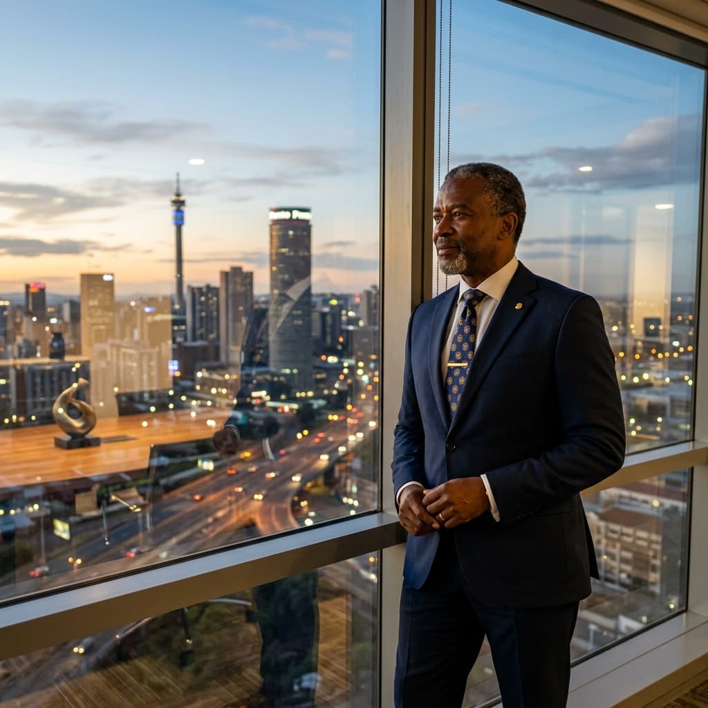 Confident Black African founder executive